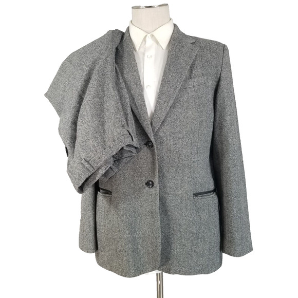 Pendleton Suit womens 18 Gray Herringbone Jacket Pants Luxury Wool vintage - Picture 1 of 16